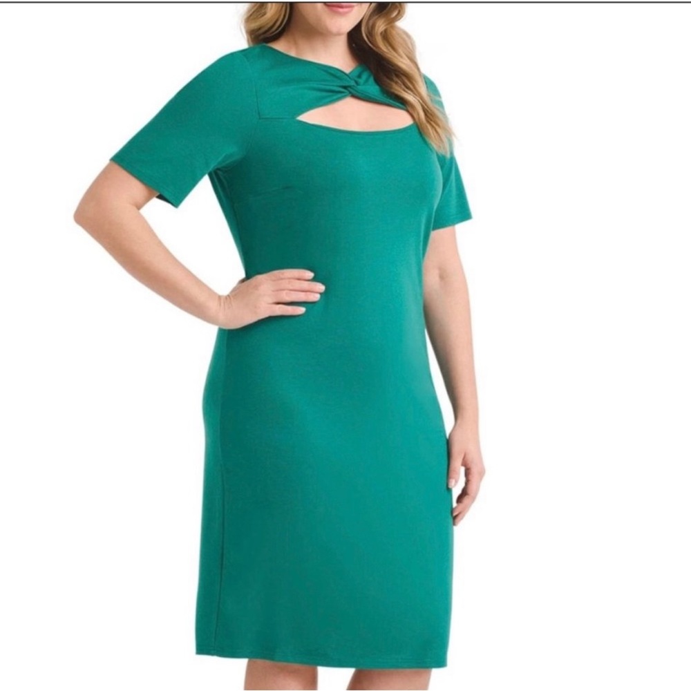 Eloquii Twist Front Sheath Dress Green Size 14
